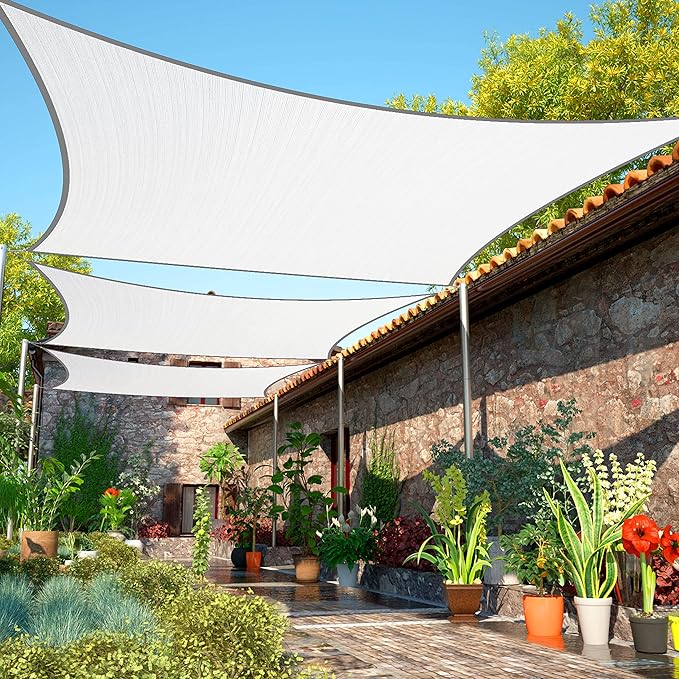 11' x 13' White Sun Shade Sail Rectangle SMSLR Canopy Fabric Cloth Screen by ShadeMart