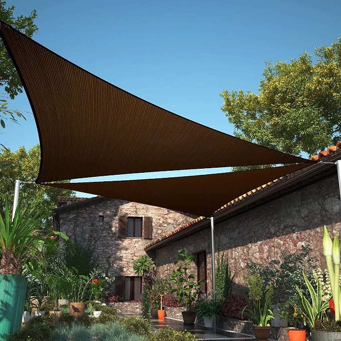11' x 16' x 19.4' Brown Sun Shade Sail UPF50 Right Triangle SMTAPT12 Canopy by ShadeMart