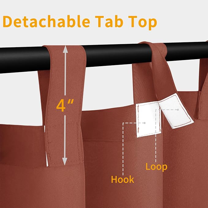 Easy-Going Outdoor Patio Curtains 2 Panels, 110x120 inch, Terra Red | Privacy - Image 2