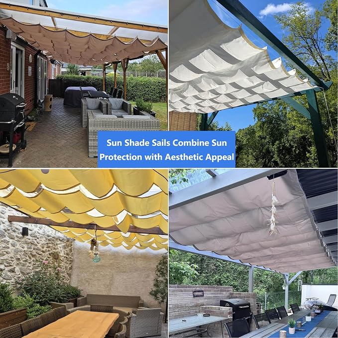 Retractable Wave Shade Cloth Waterproof 10' x 10' Sun Shade Sail Waterproof - Image 6