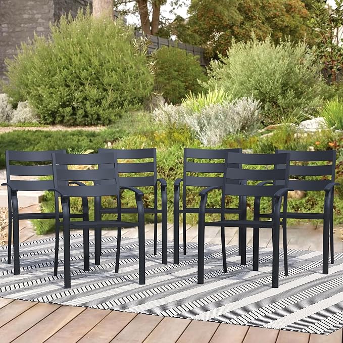 Patio Dining Chairs Set of 6, Metal Patio Furniture Set by Home
