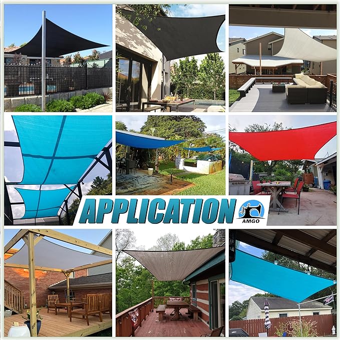 Amgo 8' x 12' Sand Beige Rectangle Sun Shade Sail Canopy Awning UPF50+ - Image 4