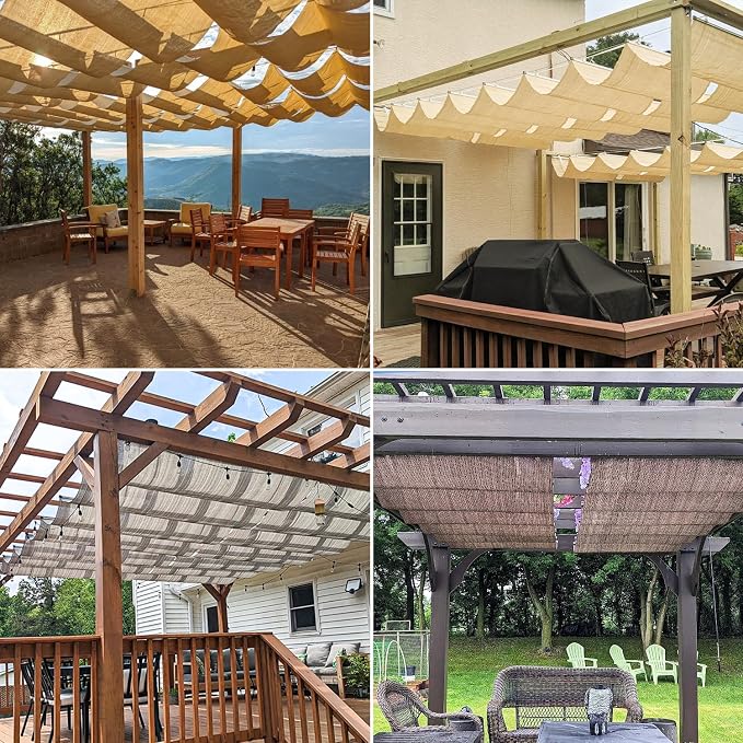 Windscreen4less 3' x 22' Retractable Sun Shade Canopy Cover Sliding Wave Shade - Image 2