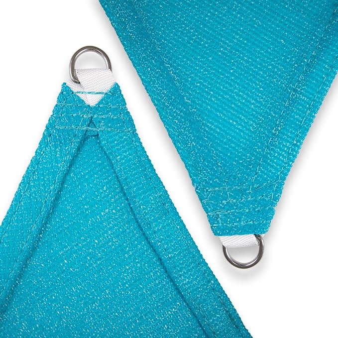 Amgo Custom Size 21' x 21' x 29.7' Turquoise Triangle Sun Shade Sail UPF50+ - Image 8