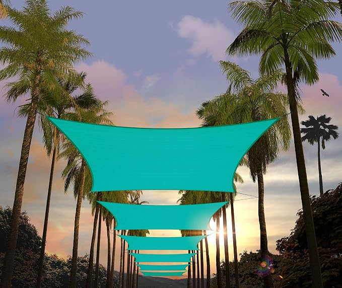 Amgo Custom Size 15' x 24' Turquoise Rectangle Square Sun Shade Sail UPF50+ by Amgo