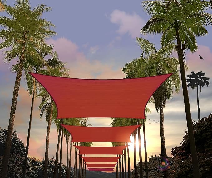 Amgo Custom Size 21' x 22' Red Rectangle Square Sun Shade Sail UPF50+ AGTAPR0810 by Amgo