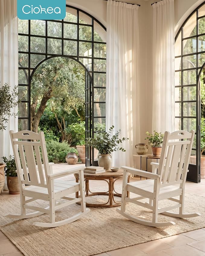 Oversized Outdoor Rocking Chairs Set of 6, 380lbs Heavy-Duty Large Patio Rocker - Image 4