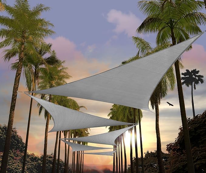 Amgo 24' x 24' x 24' Gray Triangle Sun Shade Sail Outdoor Canopy Awning UPF50+ by Amgo