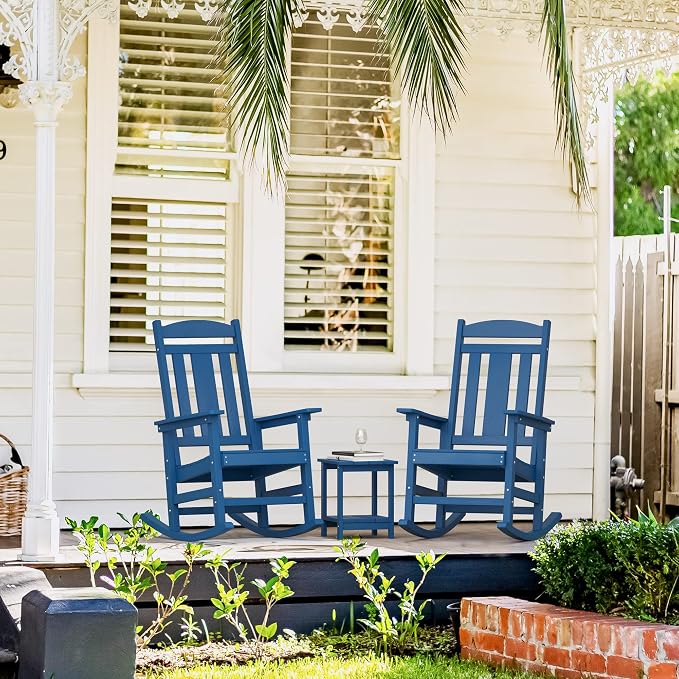 LUE BONA Outdoor Rocking Chairs Set of 4, Weather Resistant HDPS Poly Rocker - Image 4