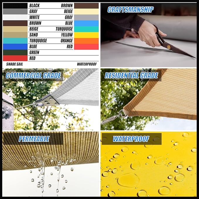 Royal Shade 16' x 16' Turquoise Square Sun Shade Sail Canopy Outdoor Patio - Image 3