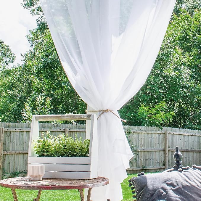 Outdoor Sheer Curtains for Patio Waterproof, 4 Panels Rod Pocket Indoor/Outdoor - Image 7