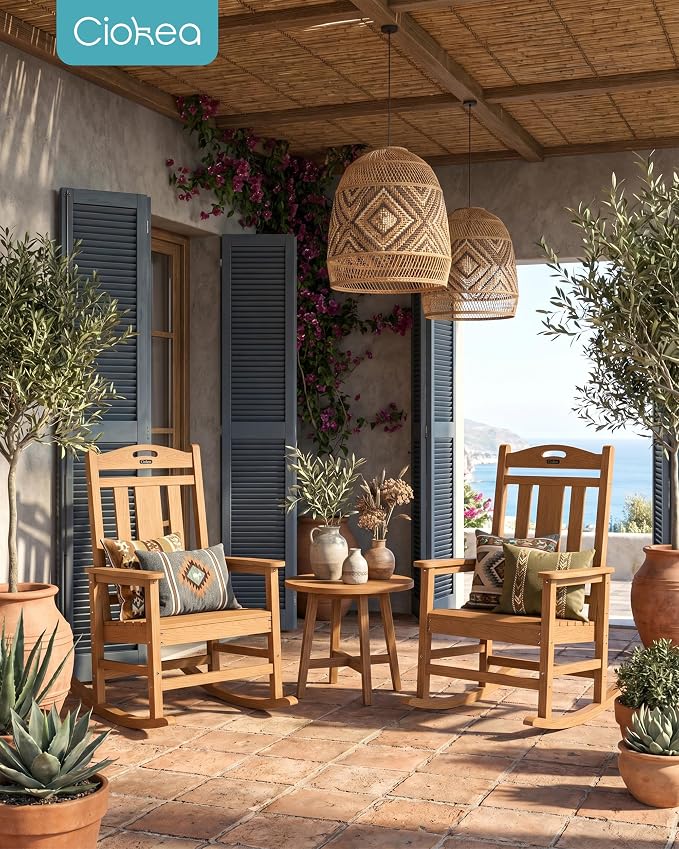 Oversized Outdoor Rocking Chairs Set of 3, 380lbs Heavy-Duty Large Patio Rocker - Image 2
