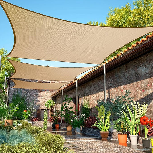 10' x 19' Sand Beige Sun Shade Sail Rectangle SMSLR Canopy Fabric Cloth Screen by ShadeMart