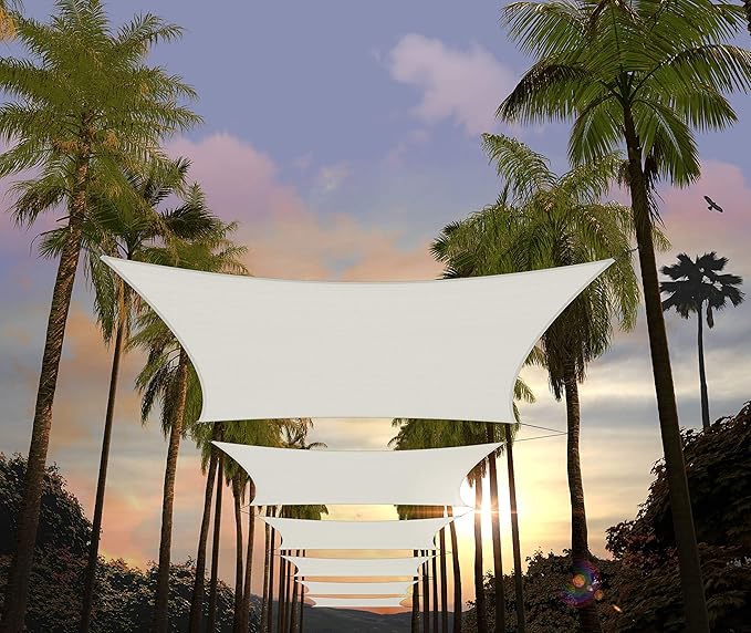 Amgo Custom Size 7' x 15' White Rectangle Square Sun Shade Sail UPF50+ by Amgo