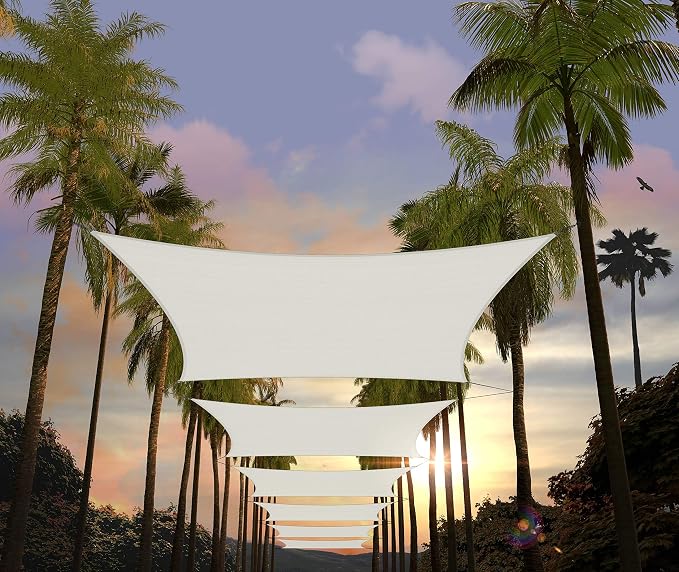 Amgo Custom Size 13' x 14' White Rectangle Square Sun Shade Sail UPF50+ by Amgo