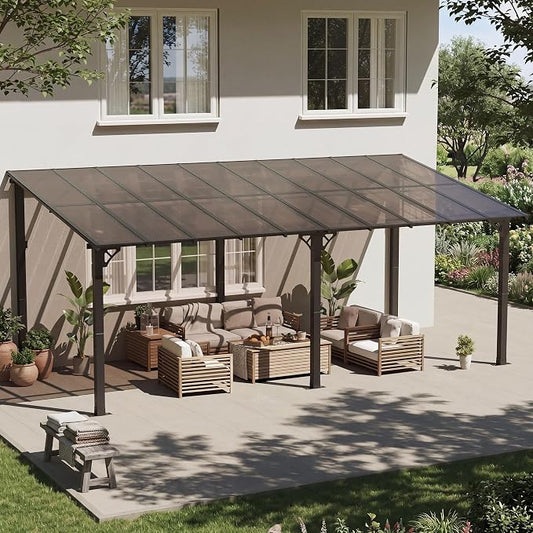 10x20FT Lean to Gazebo Pergola Patio Outdoor Pergolas Gazebos | Wall Mount by Breezestival