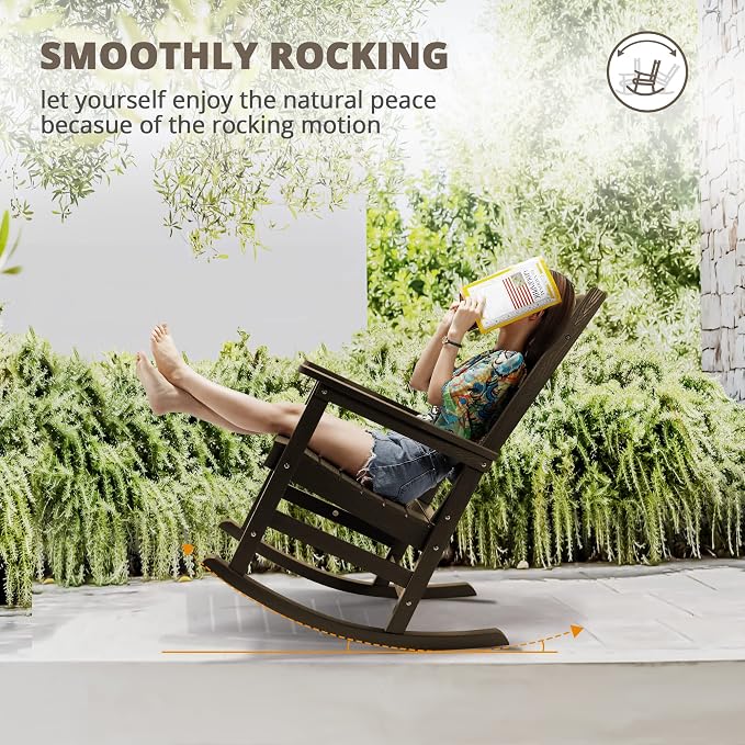 LUE BONA Outdoor Rocking Chairs Set of 2, Weather Resistant HDPS Poly Rocker - Image 9