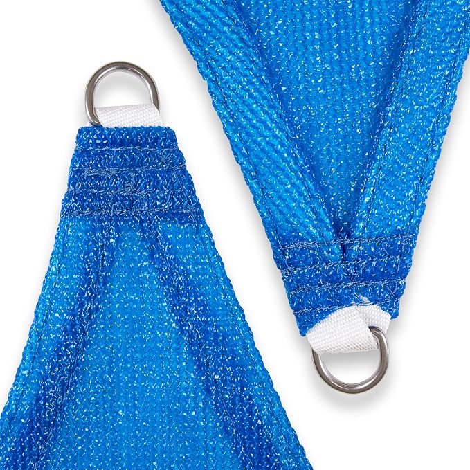 Amgo Custom Size 13' x 18' x 22.2' Blue Right Triangle Sun Shade Sail UPF50+ - Image 8