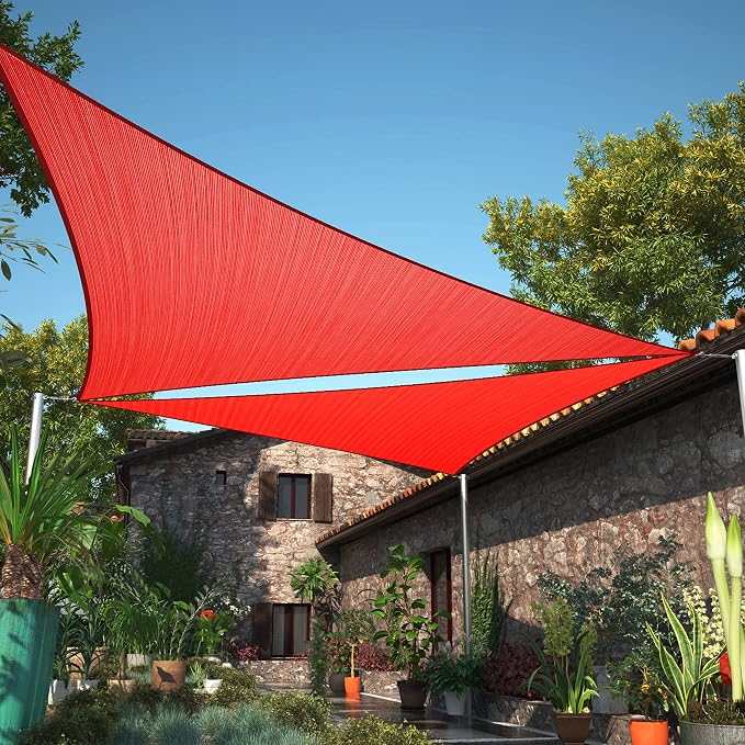 11' x 11' x 11' Red Sun Shade Sail UPF50 Triangle SMTAPT12 Canopy Fabric Cloth by ShadeMart
