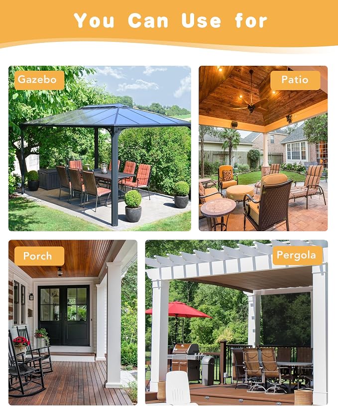 HolidayIdeas Outdoor Curtains for Patio Waterproof 4 Pcs 54x120 Inch Black | - Image 6