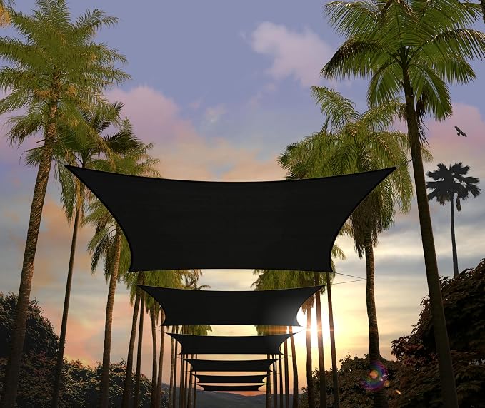 Amgo Custom Size 9' x 13' Black Rectangle Square Sun Shade Sail UPF50+ by Amgo