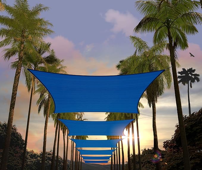 Amgo 12' x 16' Blue Rectangle Sun Shade Sail Canopy Awning UPF50+ AGTAPR0810 by Amgo