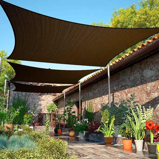 10' x 17' Brown Sun Shade Sail UPF50 Rectangle smTAPR0816 Canopy Fabric Cloth by ShadeMart