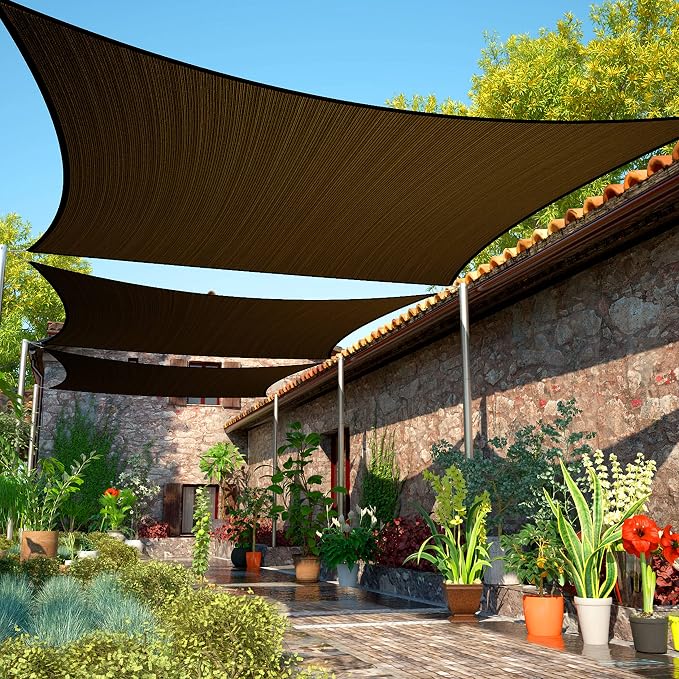 10' x 15' Brown Sun Shade Sail Rectangle SMSLR Canopy Fabric Cloth Screen by ShadeMart