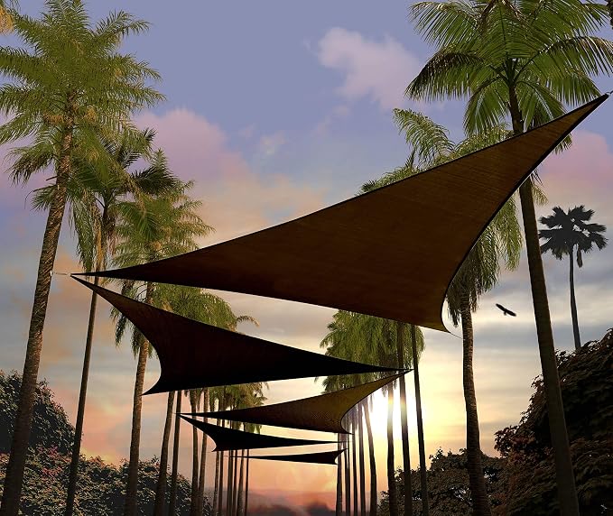 Amgo 18' x 18' x 18' Brown Triangle Sun Shade Sail Outdoor Canopy Awning UPF50+ by Amgo