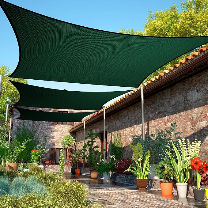 7' x 9' Green Sun Shade Sail UPF50 Rectangle smTAPR0816 Canopy Fabric Cloth by ShadeMart
