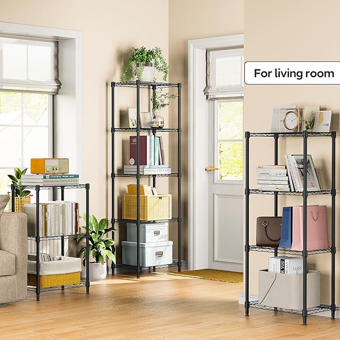 M MZG 5 Tiers Shelf Metal Storage Shelves Wire Rack Closet Organizers - Image 2