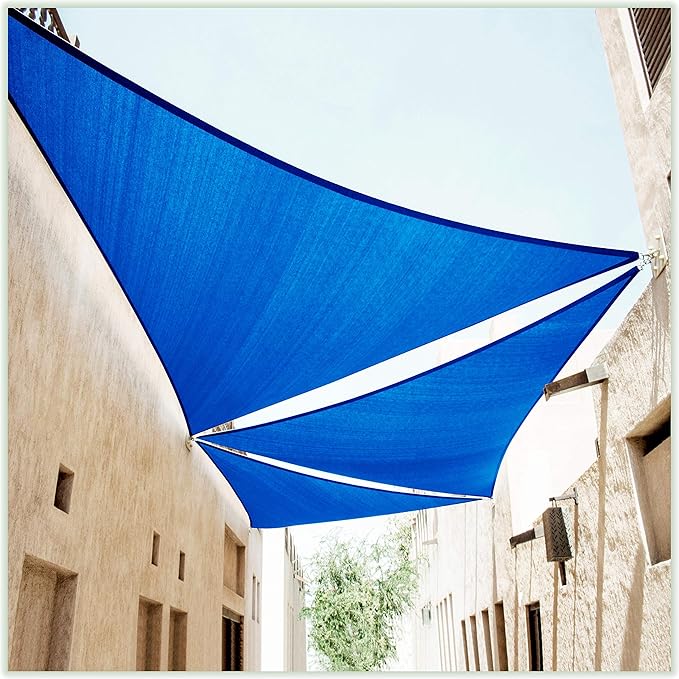 ColourTree 12' x 12' x 17' Blue Sun Shade Sail Right Triangle CTSLRT12 by ColourTree
