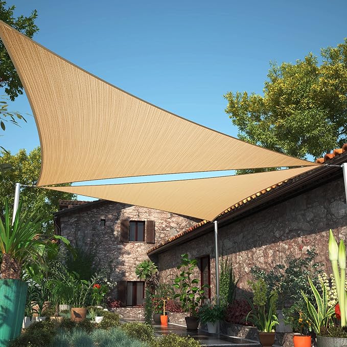 8' x 8' x 11.3' Sand Beige Sun Shade Sail UPF50 Right Triangle SMTAPT12 Canopy by ShadeMart