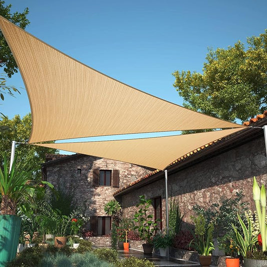 10' x 17' x 19.7' Sand Beige Sun Shade Sail UPF50 Right Triangle SMTAPT12 by ShadeMart
