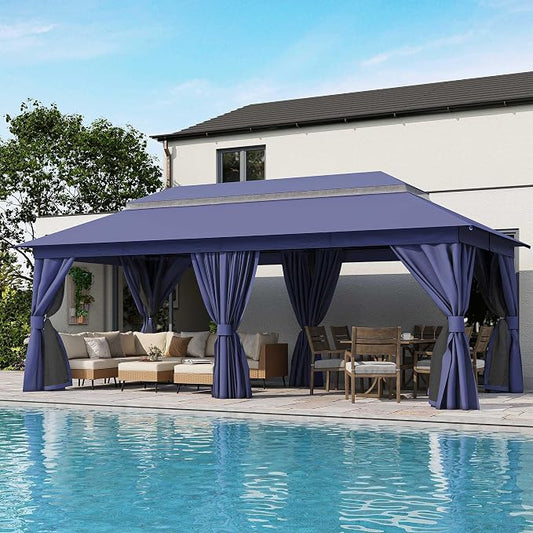 10'x20' Outdoor Gazebo, Metal Frame Heavy Duty Patio Canopy Tent Shelter by LAUSAINTHOME
