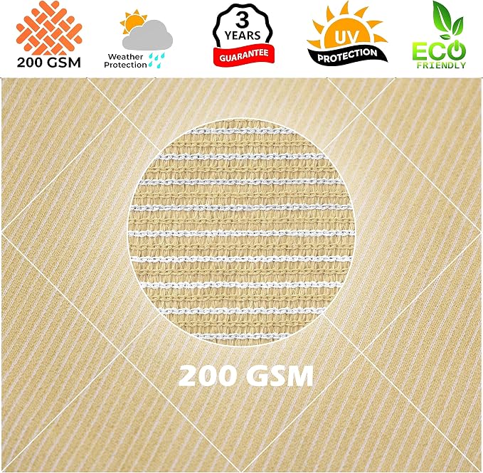 Royal Shade 22' x 24' Custom Size Beige Rectangle Sunshade Sail - Image 8