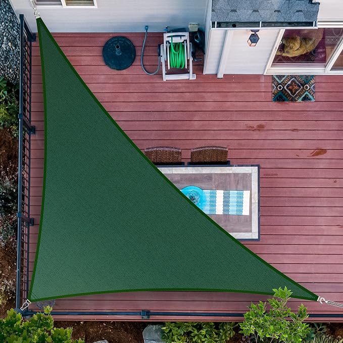 5' x 5' x 7.1' Green Sun Shade Sail UPF50 Right Triangle smTAPT12 Canopy Fabric by ShadeMart