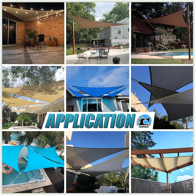 Amgo Custom Size 15' x 15' x 15' Brown Triangle Sun Shade Sail UPF50+ AGTAPT12 - Image 4