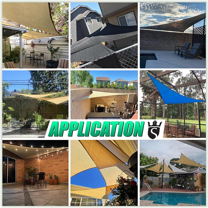 Royal Shade 16' x 16' x 16' Blue Triangle Sun Shade Sail Canopy Outdoor Patio - Image 4