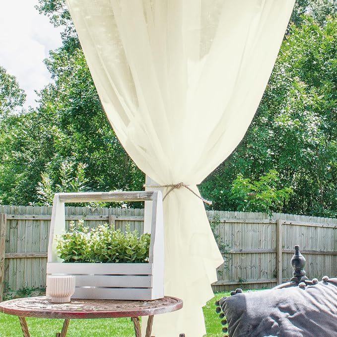Outdoor Sheer Curtains for Patio Waterproof, 4 Panels Rod Pocket Indoor/Outdoor - Image 4