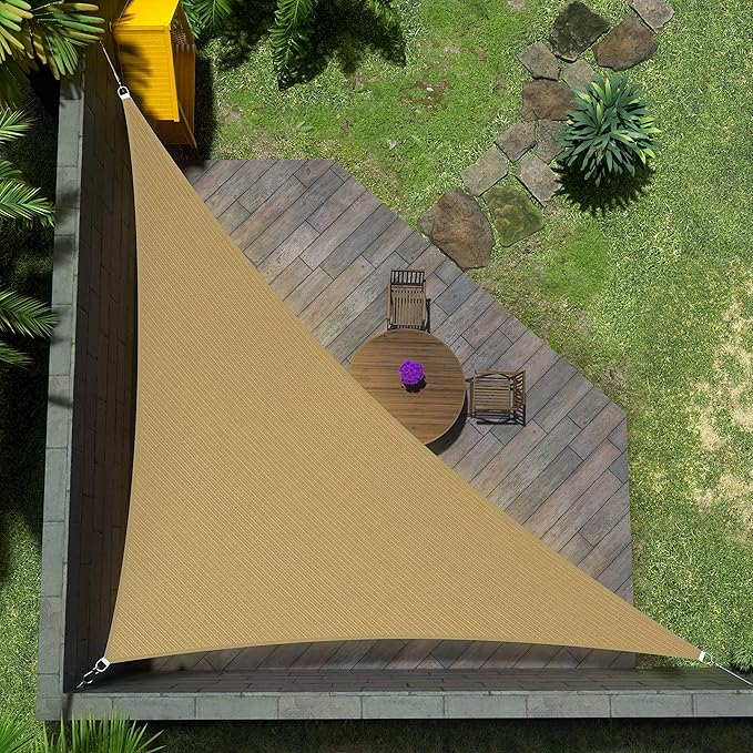 Amgo Custom Size 7' x 11' x 13' Sand Beige Right Triangle Sun Shade Sail UPF50+ by Amgo