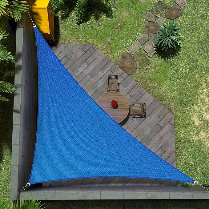 Amgo Custom Size 18' x 22' x 28.4' Blue Right Triangle Sun Shade Sail UPF50+ by Amgo