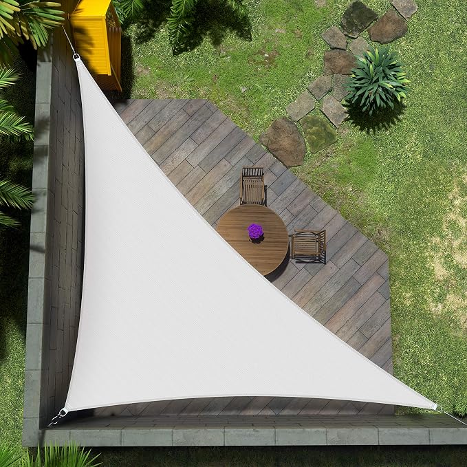 Amgo Custom Size 11' x 21' x 23.7' White Right Triangle Sun Shade Sail UPF50+ by Amgo