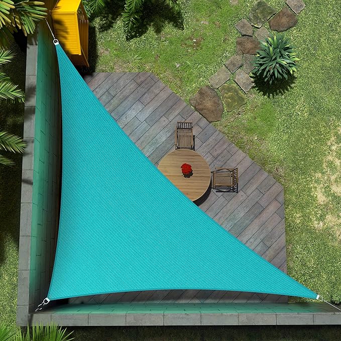 Amgo Custom Size 16' x 19' x 24.8' Turquoise Triangle Sun Shade Sail UPF50+ by Amgo